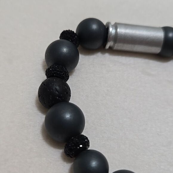 Black Onyx and Lava Beaded Bracelet - Picture 2 of 7